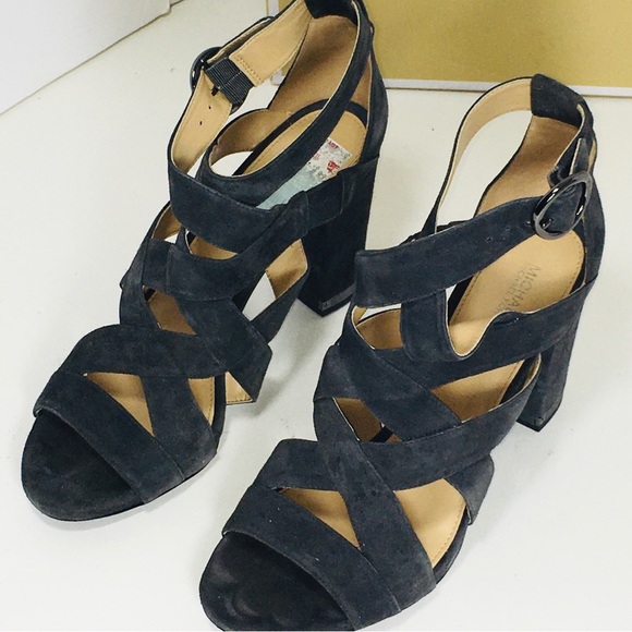 Michael Kors Valerie Sandal Suede Charcoal 11 M - Picture 12 of 15